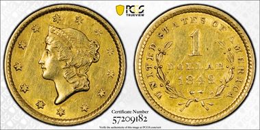 1849 G$1 Open Wreath N1