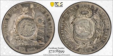 1689 Aug 1/2 Cr S-6579B Gun Money AU53