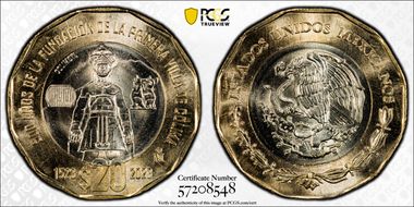 "2023" (2024)Mo 20 Peso 500th Anniversary Founding First Villa of Colima MS67