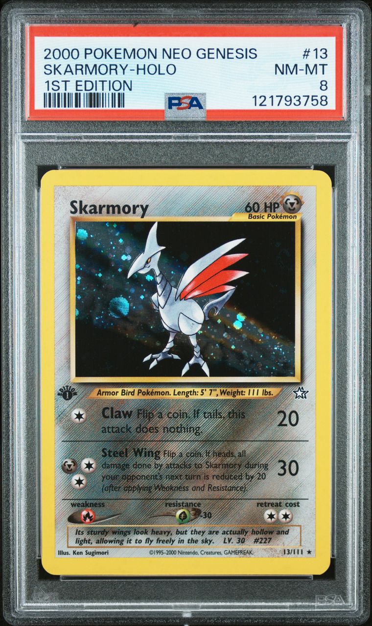 2000 #13 SKARMORY-HOLO PSA 8 POKEMON NEO GENESIS 1ST EDITION