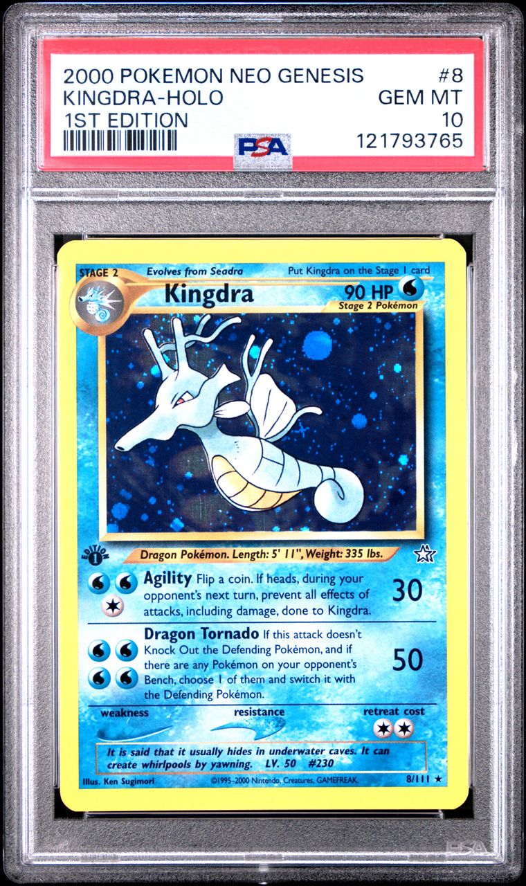 2000 #8 KINGDRA-HOLO PSA 10 POKEMON NEO GENESIS 1ST EDITION
