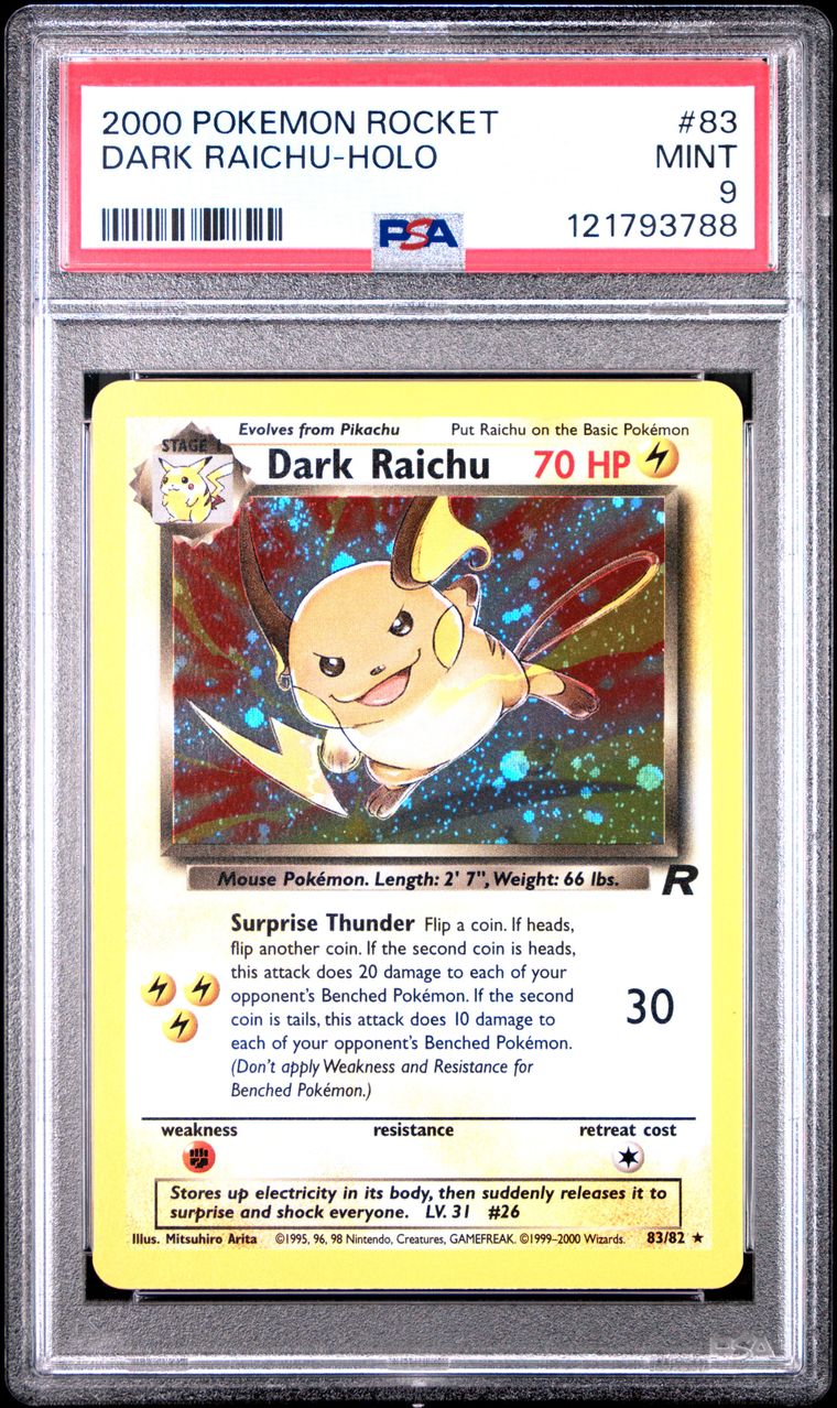 2000 #83 DARK RAICHU-HOLO PSA 9 POKEMON ROCKET