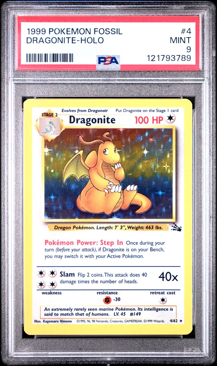 1999 #4 DRAGONITE-HOLO PSA 9 POKEMON FOSSIL