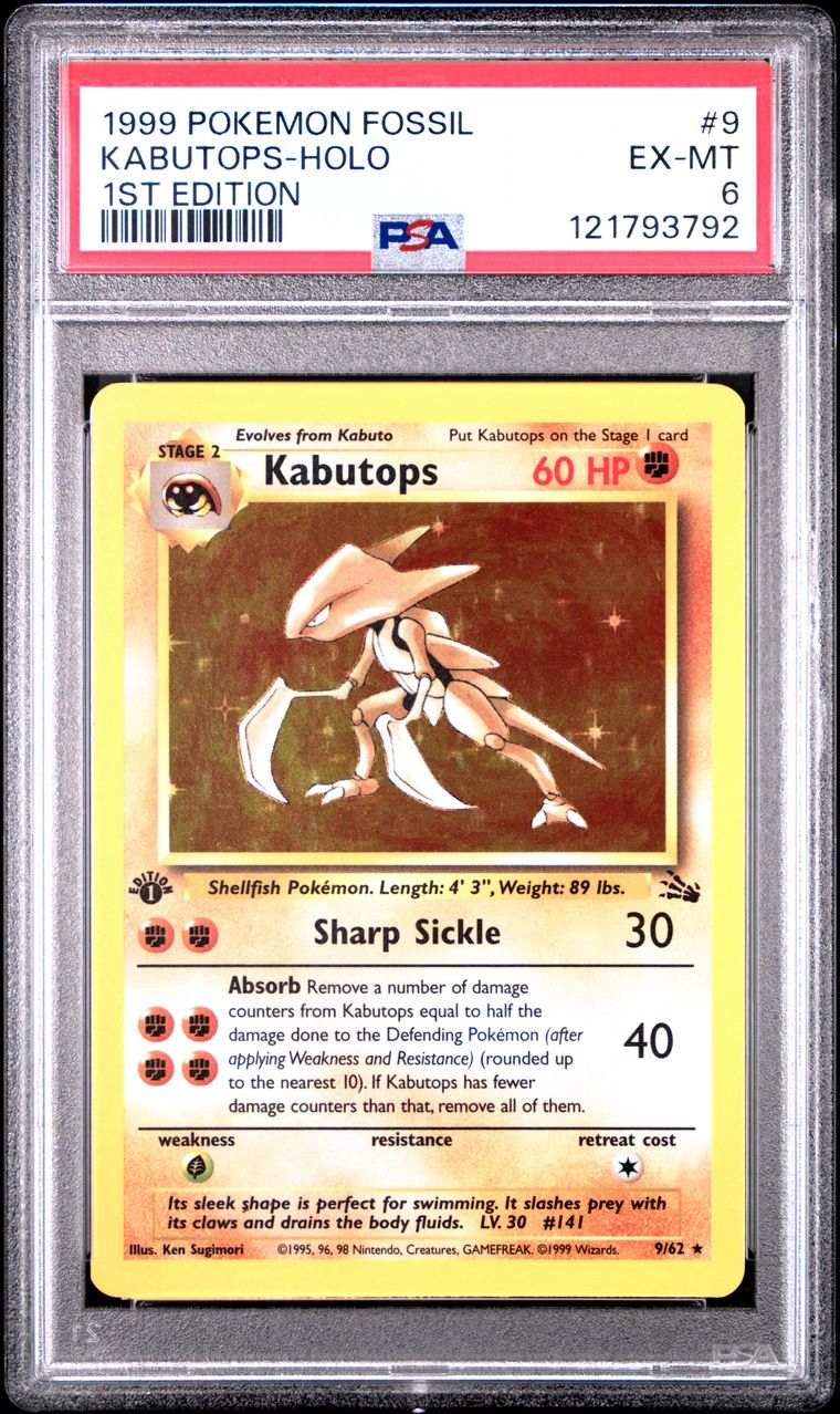 1999 #9 KABUTOPS-HOLO PSA 6 POKEMON FOSSIL 1ST EDITION