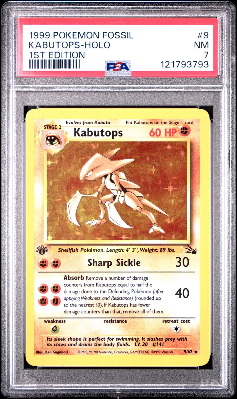 1999 #9 KABUTOPS-HOLO PSA 6 POKEMON FOSSIL 1ST EDITION