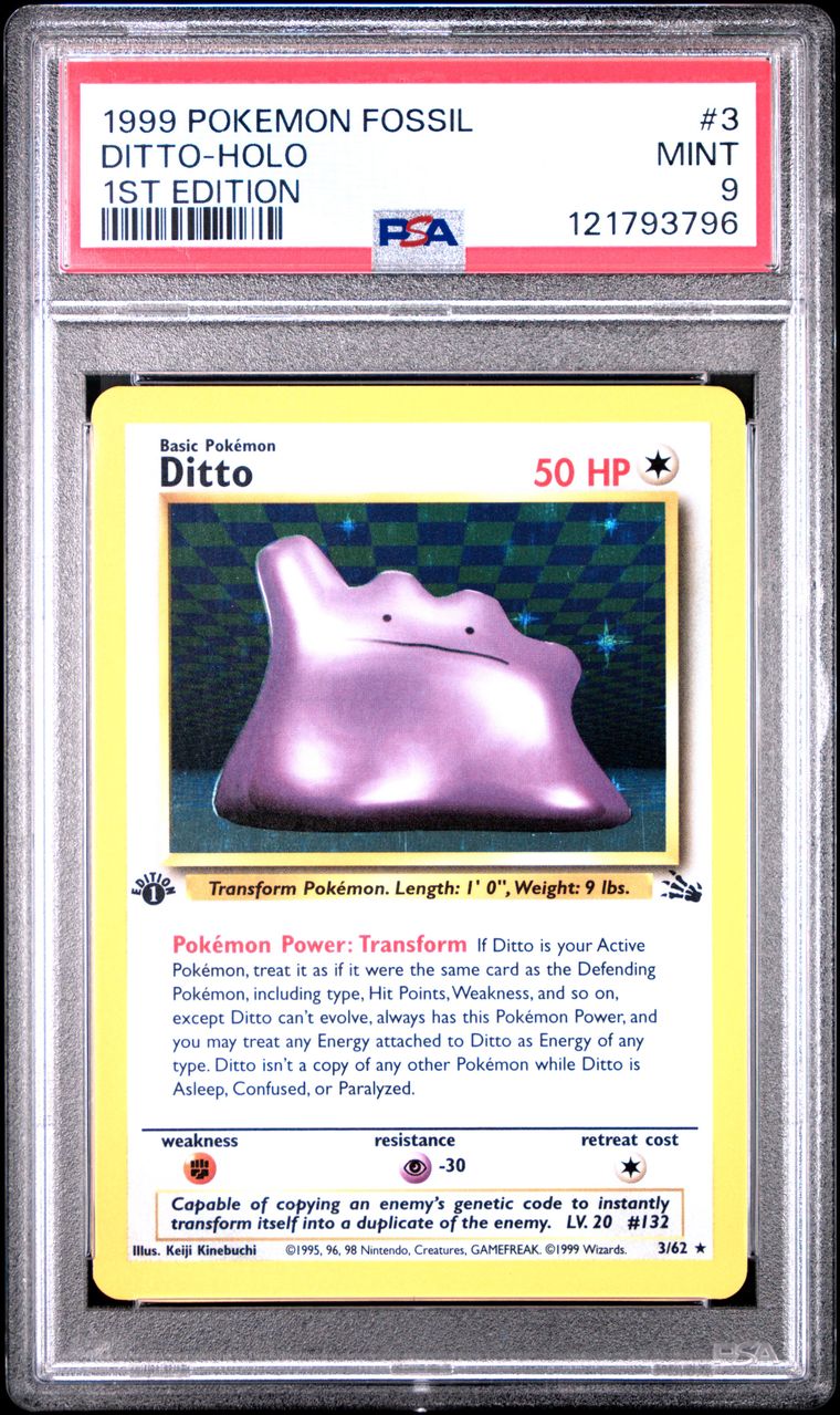 1999 #3 DITTO-HOLO PSA 9 POKEMON FOSSIL 1ST EDITION