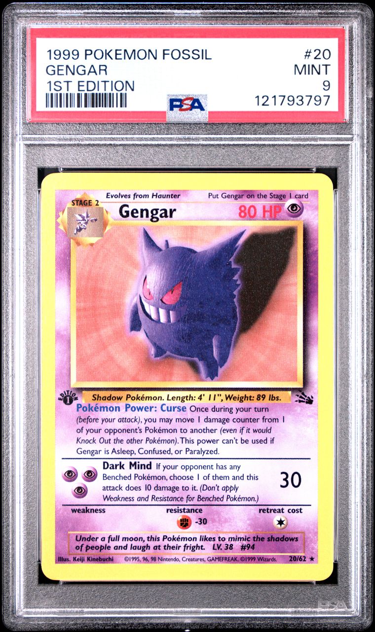 1999 #20 GENGAR PSA 9 POKEMON FOSSIL 1ST EDITION