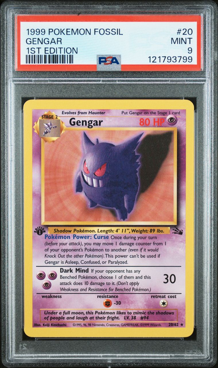 1999 #20 GENGAR PSA 9 POKEMON FOSSIL 1ST EDITION