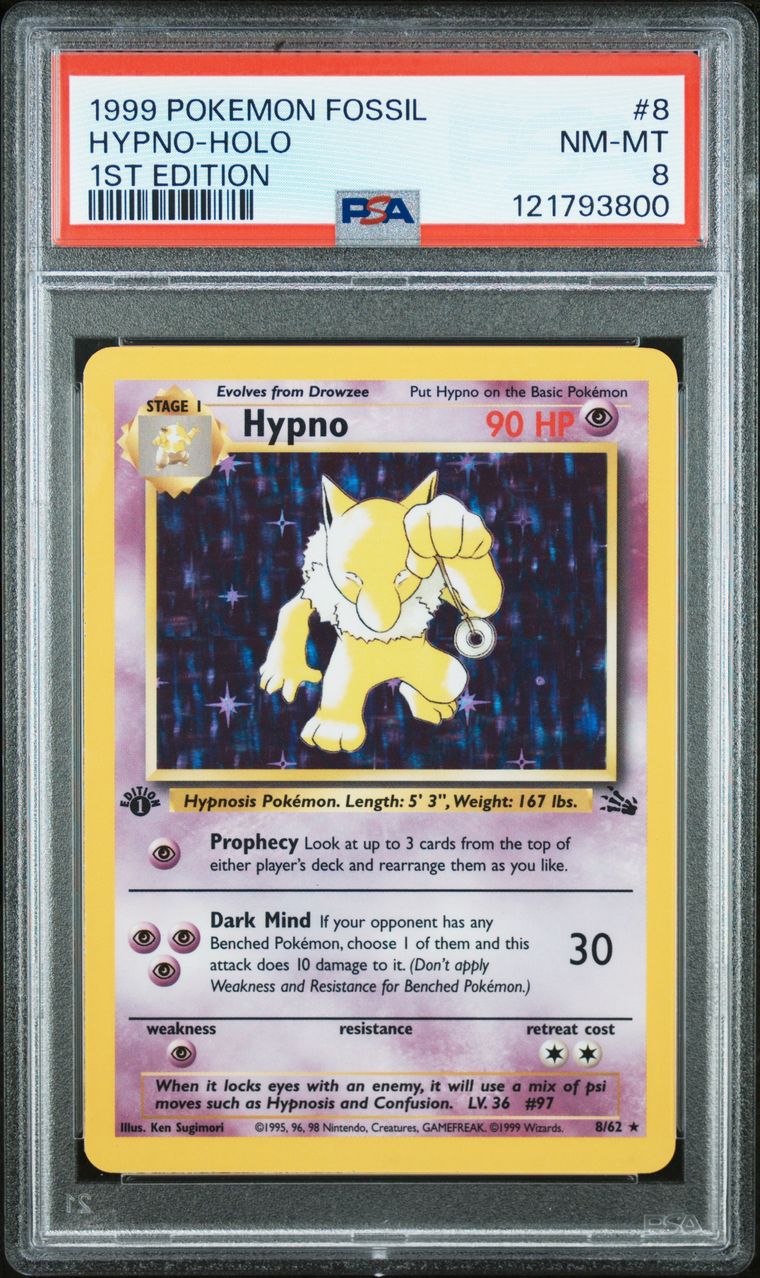 1999 #8 HYPNO-HOLO PSA 8 POKEMON FOSSIL 1ST EDITION