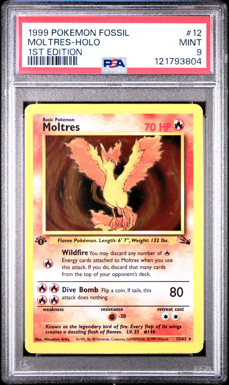 1999 #12 MOLTRES-HOLO PSA 9 POKEMON FOSSIL 1ST EDITION