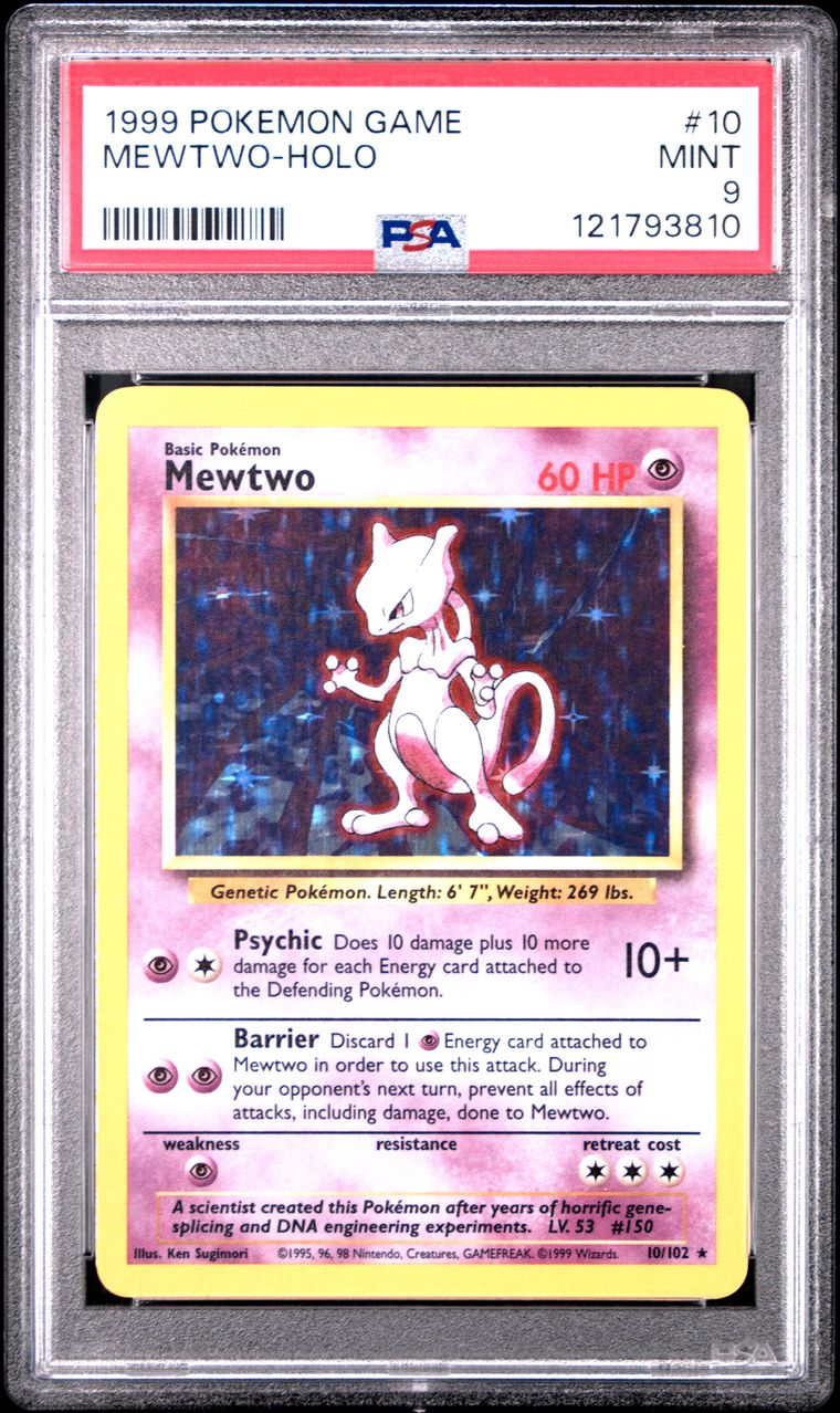 1999 #10 MEWTWO-HOLO PSA 9 POKEMON GAME