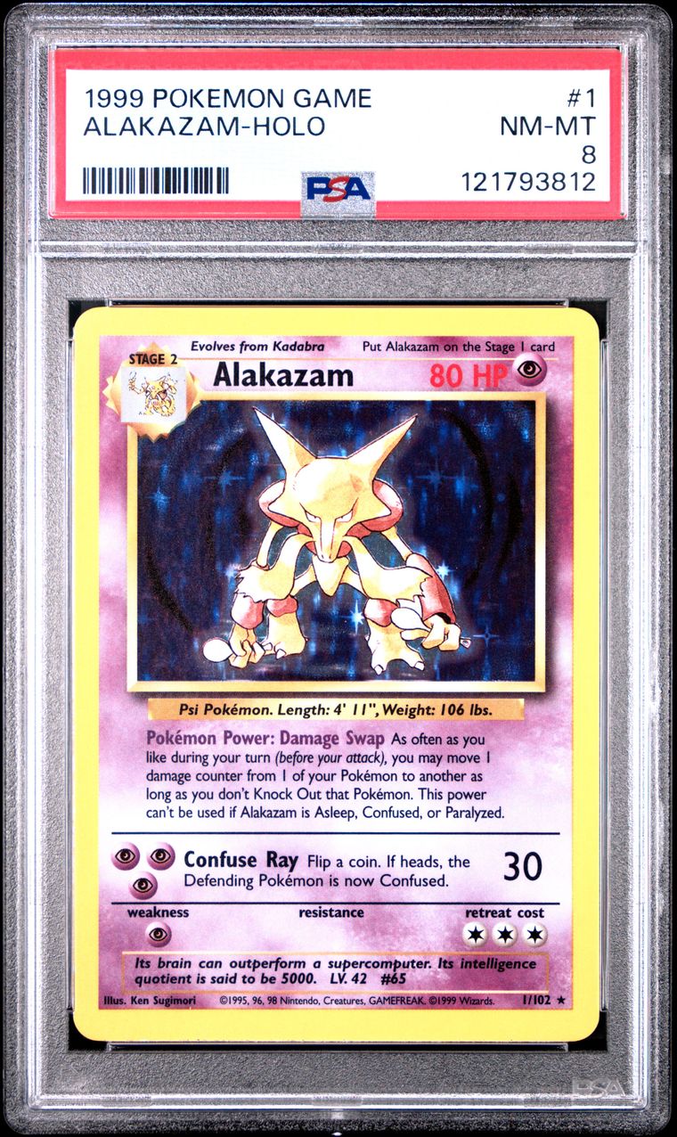 1999 #1 ALAKAZAM-HOLO PSA 8 POKEMON GAME