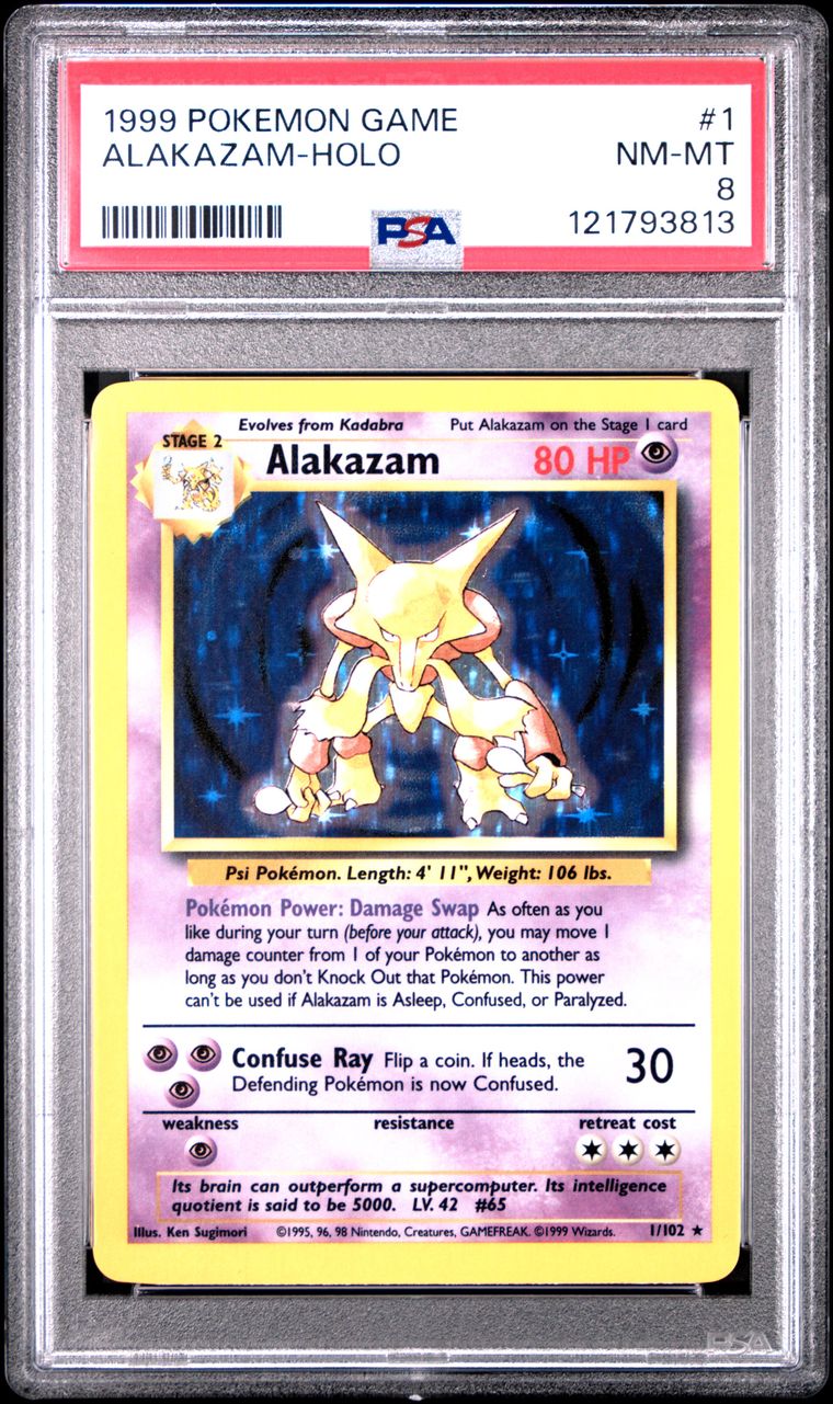 1999 #1 ALAKAZAM-HOLO PSA 8 POKEMON GAME