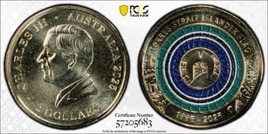 2025-C $2 Torres Strait Islander Flag Colorized  AlBr MS69