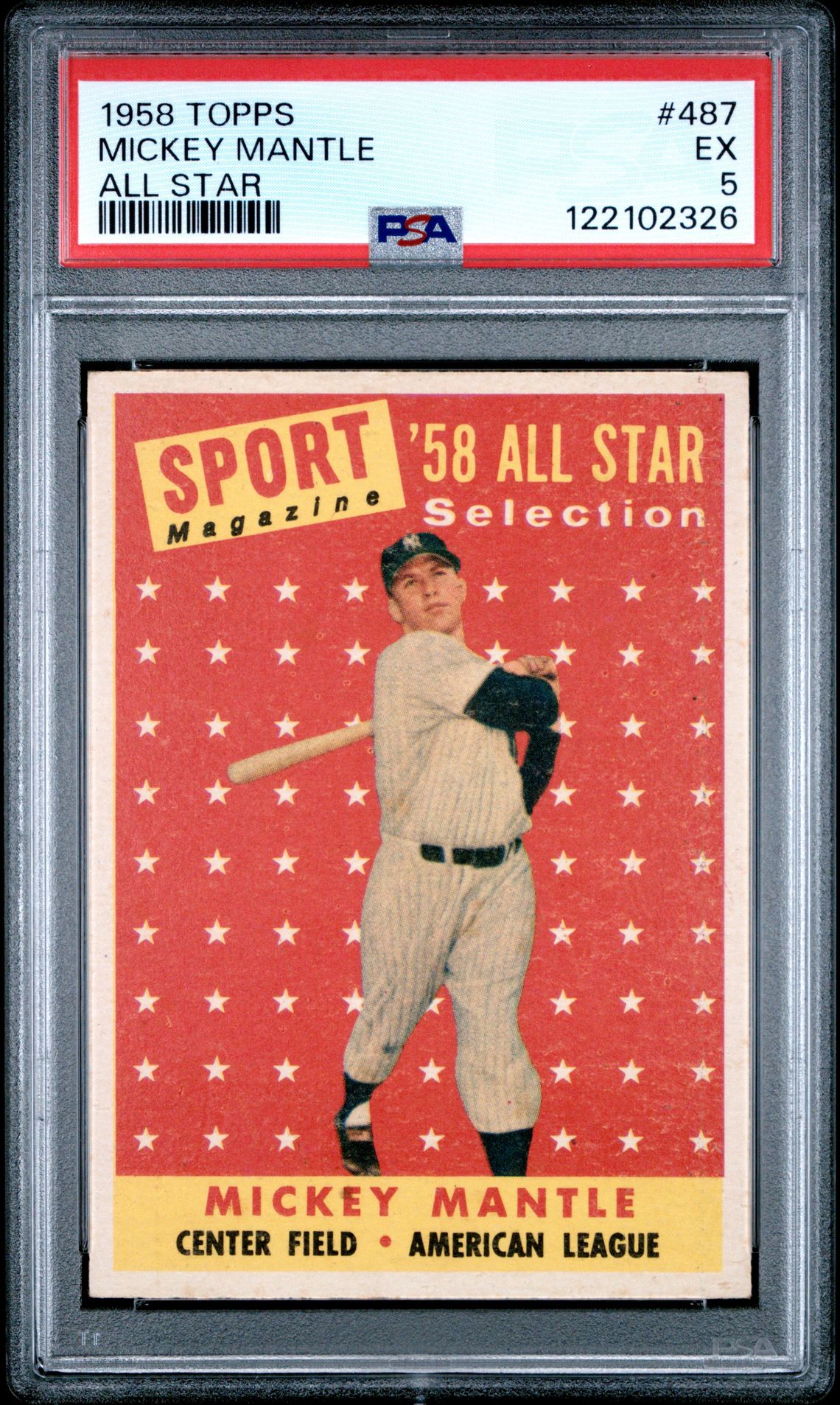 1958 Topps Mickey Mantle #487 (All Star) Ex 5 front