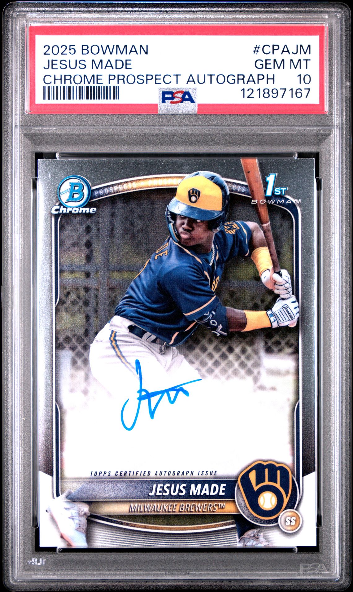 2025 Bowman Bowman Chrome Prospect Autographs #CPAJM Jesus Made front