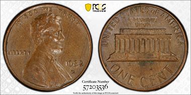 1982-D 1C Bronze AU58BN