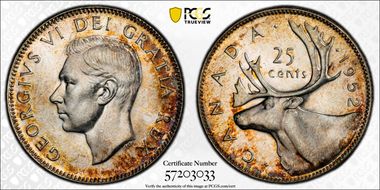 1952 25C Low Relief MS64