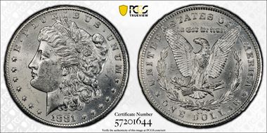 1881-CC $1 AU58