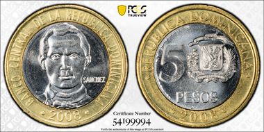 2008 5 Peso MS66