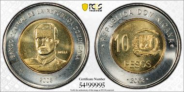 2008 10 Peso MS68