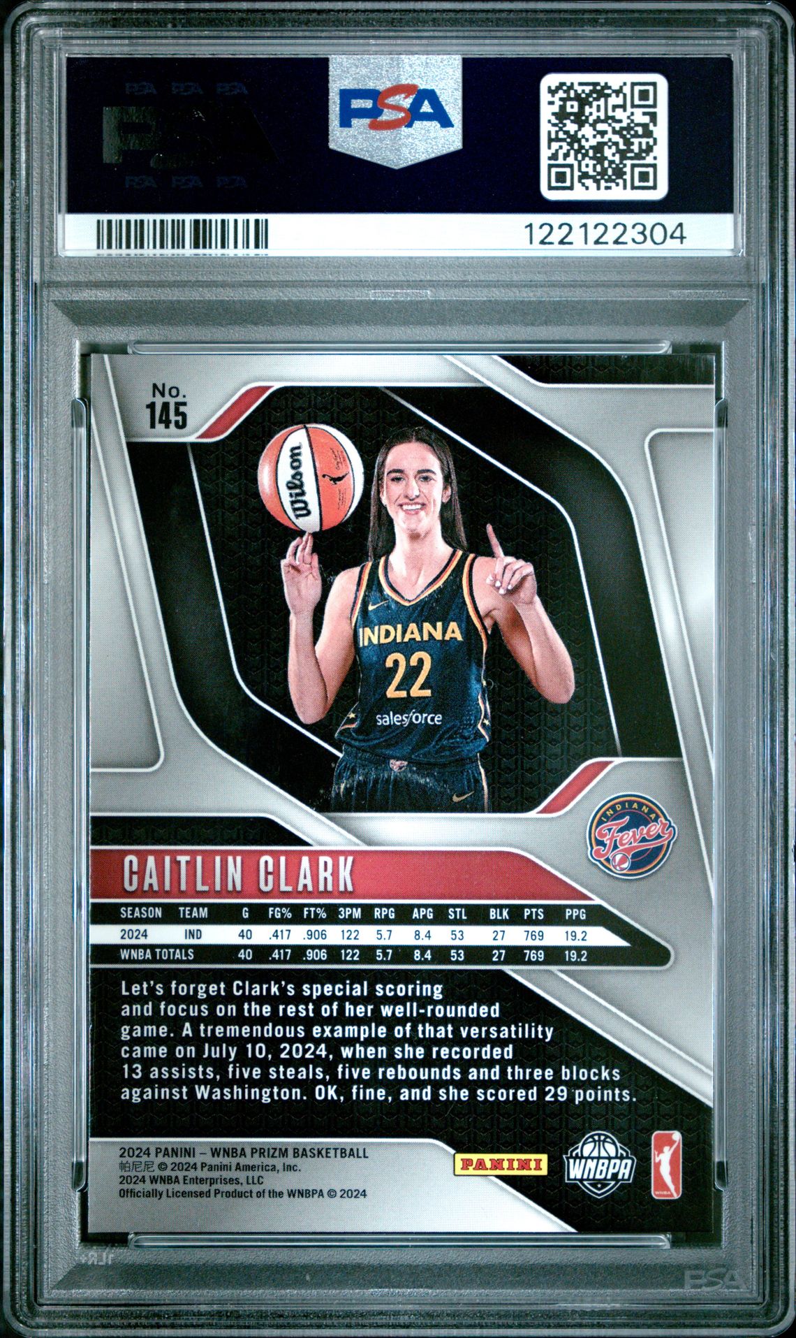 2024 Panini Prizm Wnba Caitlin Clark #145 Nm-Mt 8 back