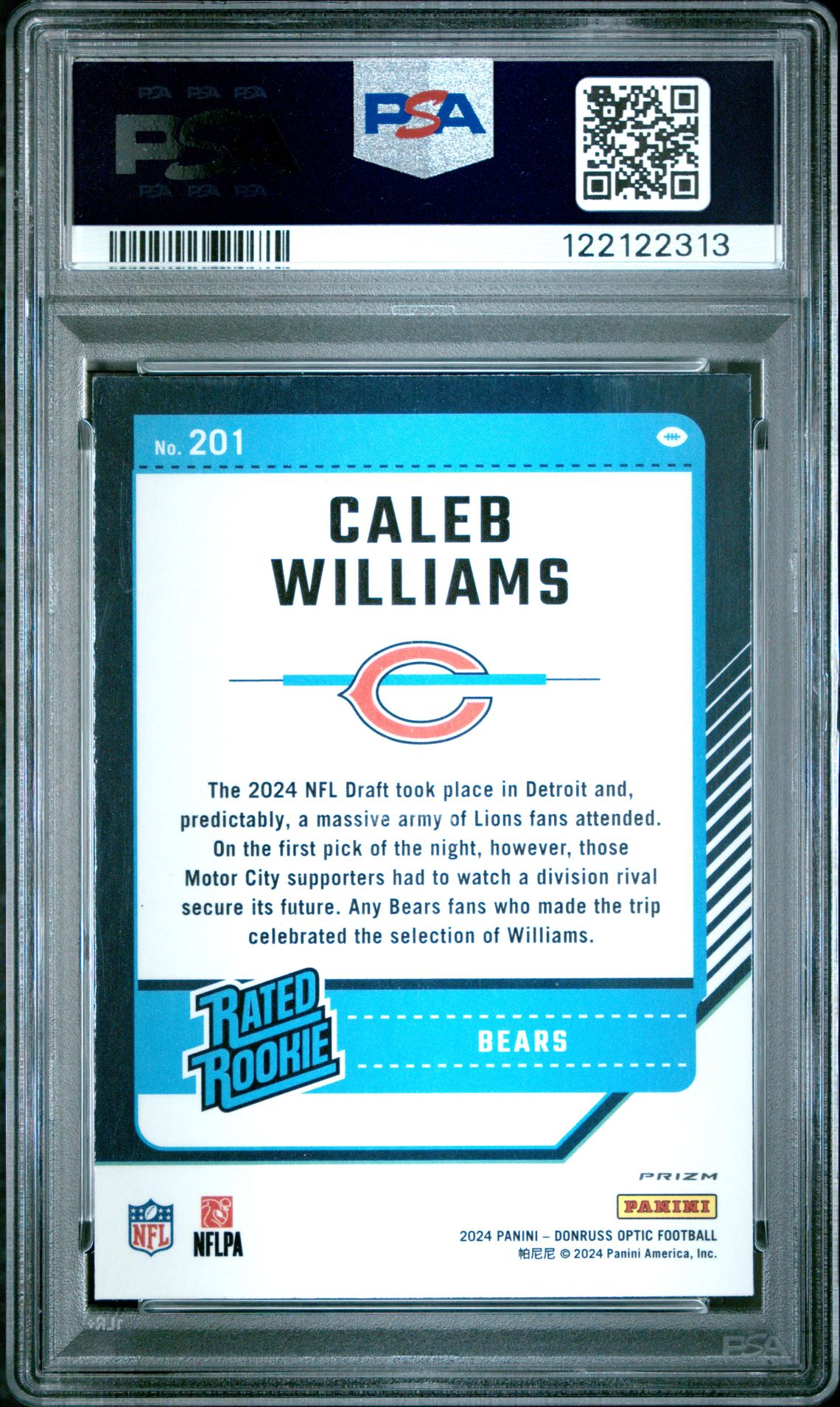 2024 Panini Donruss Optic Caleb Williams #201 (Green Hyper) Nm-Mt 8 back