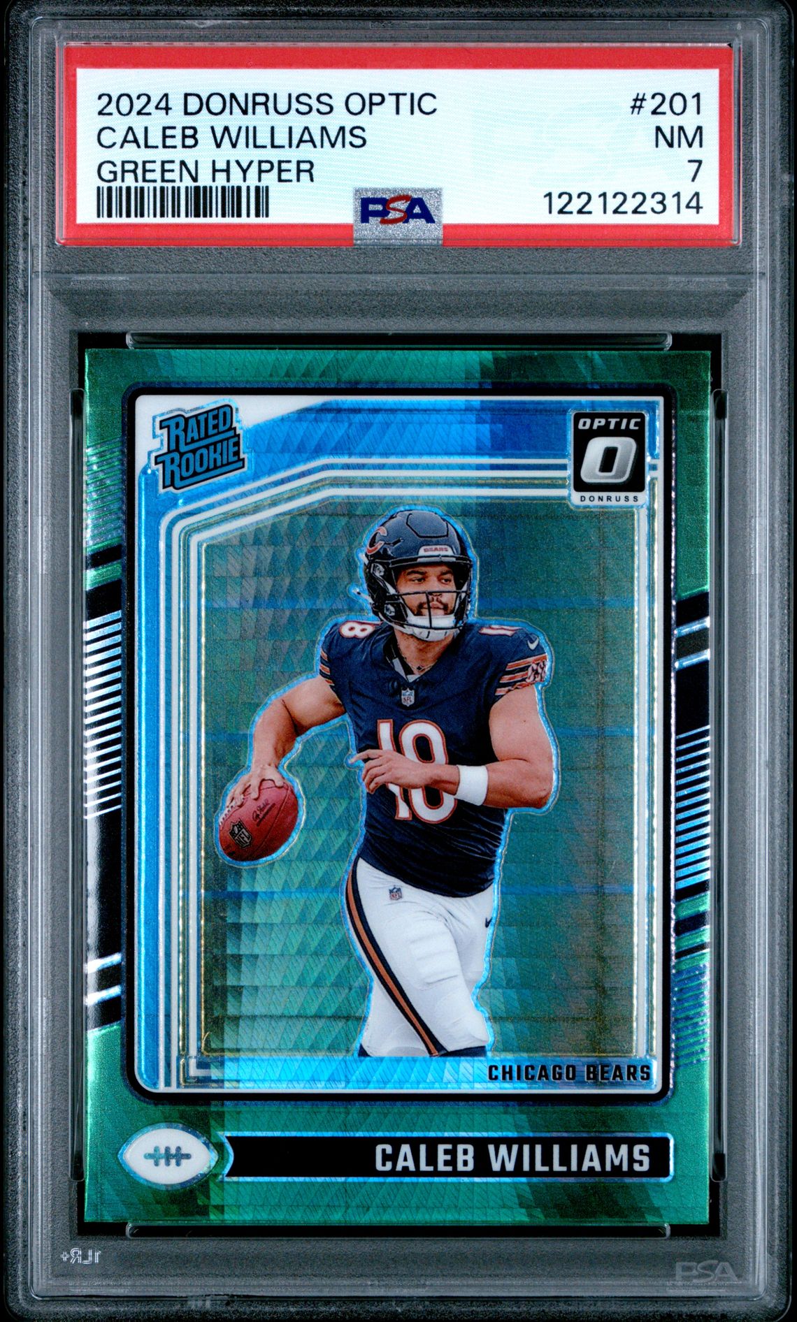 2024 Panini Donruss Optic Caleb Williams #201 (Green Hyper) Nm 7 front