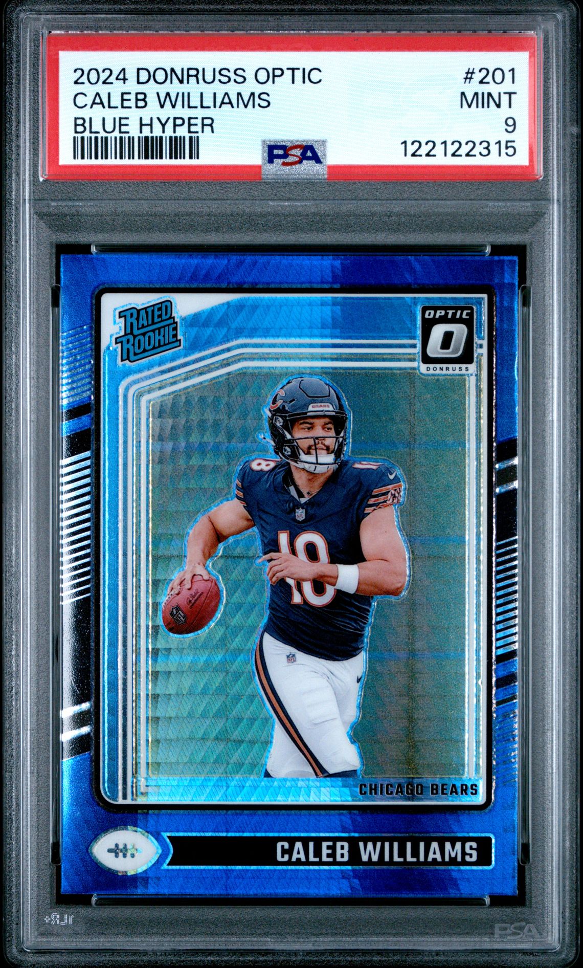 2024 Panini Donruss Optic Caleb Williams #201 (Blue Hyper) Mint 9 front