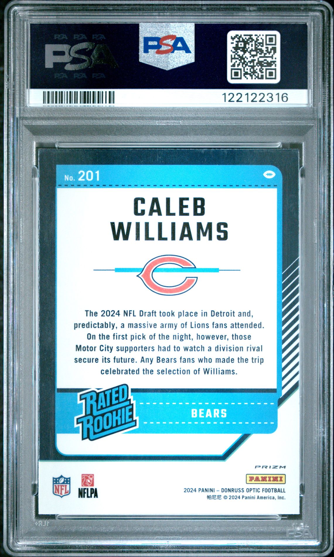 2024 Panini Donruss Optic Caleb Williams #201 (Pink) Nm-Mt 8 back