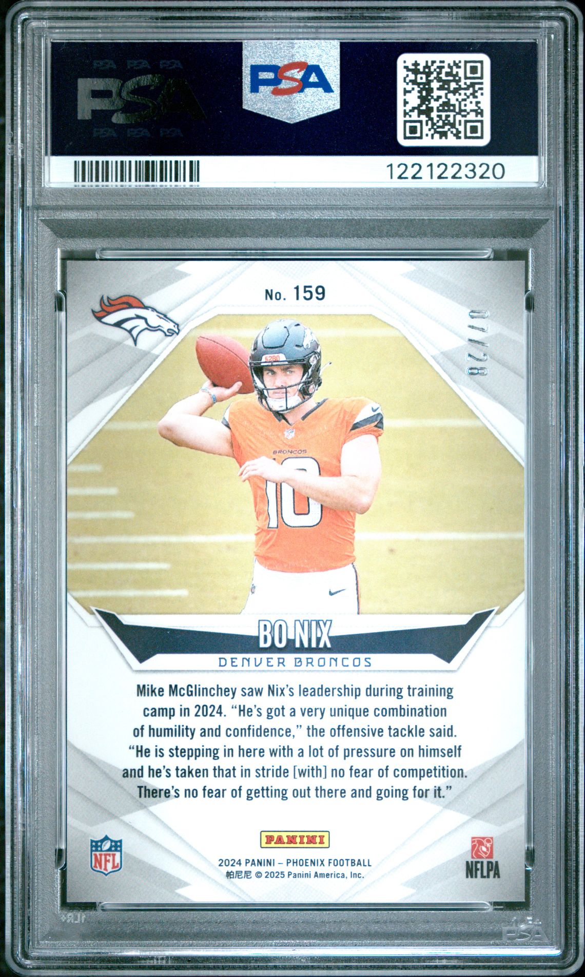 2024 Panini Phoenix Bo Nix #159 (Teal) Mint 9 back