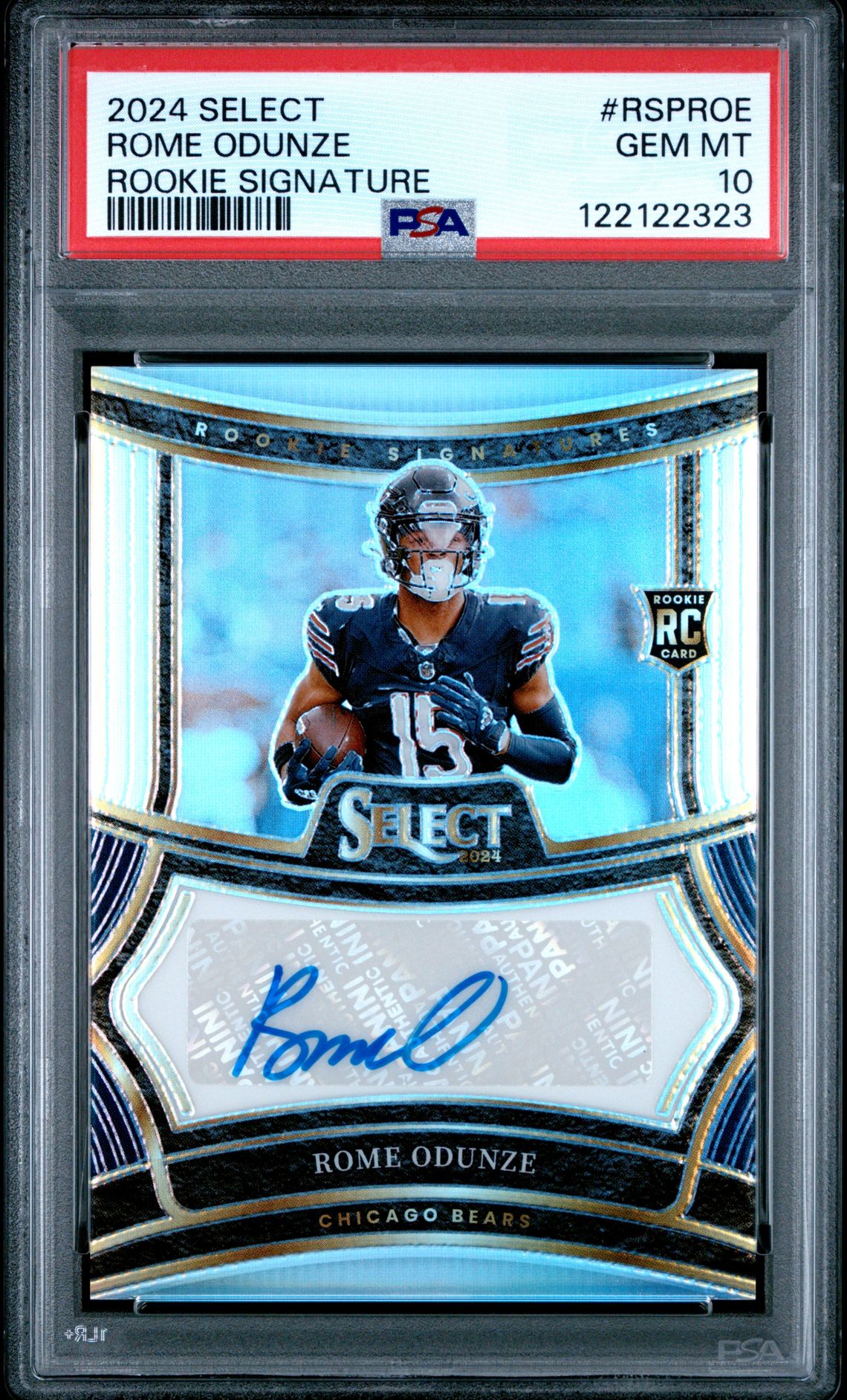 2024 Panini Select Rookie Signatures Rome Odunze #Rsproe Gem Mt 10 front
