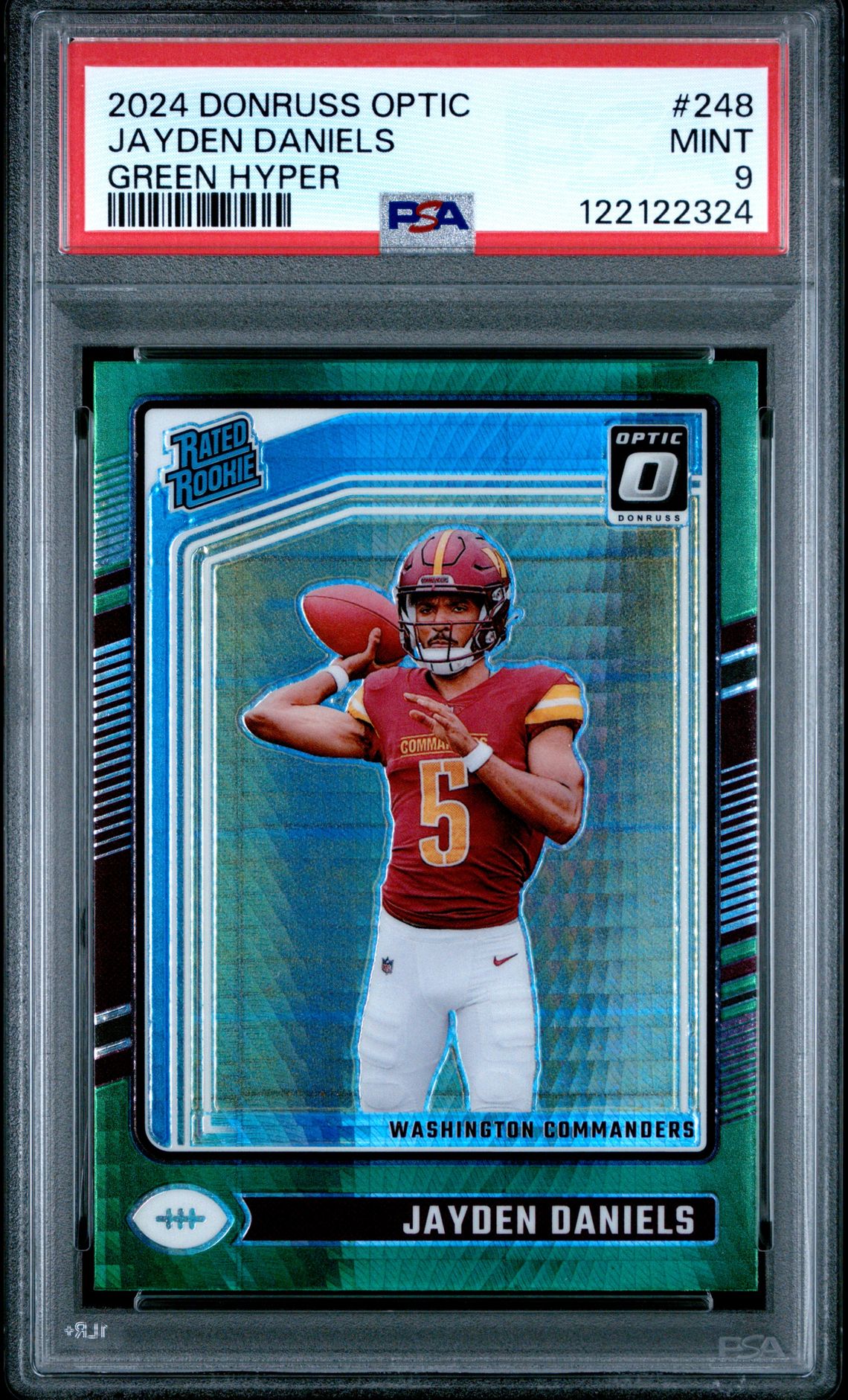 2024 Panini Donruss Optic Jayden Daniels #248 (Green Hyper) Mint 9 front