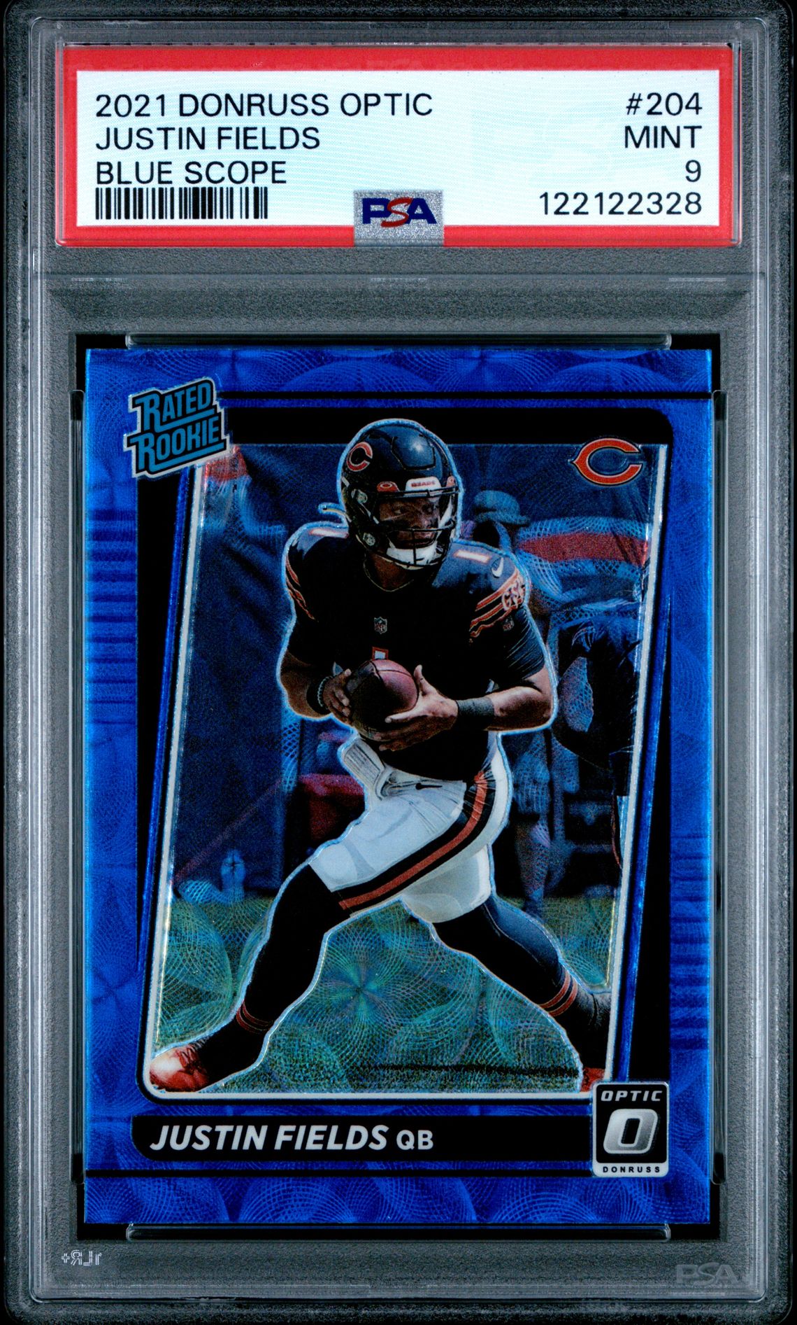 2021 Panini Donruss Optic Justin Fields #204 (Blue Scope) Mint 9 front