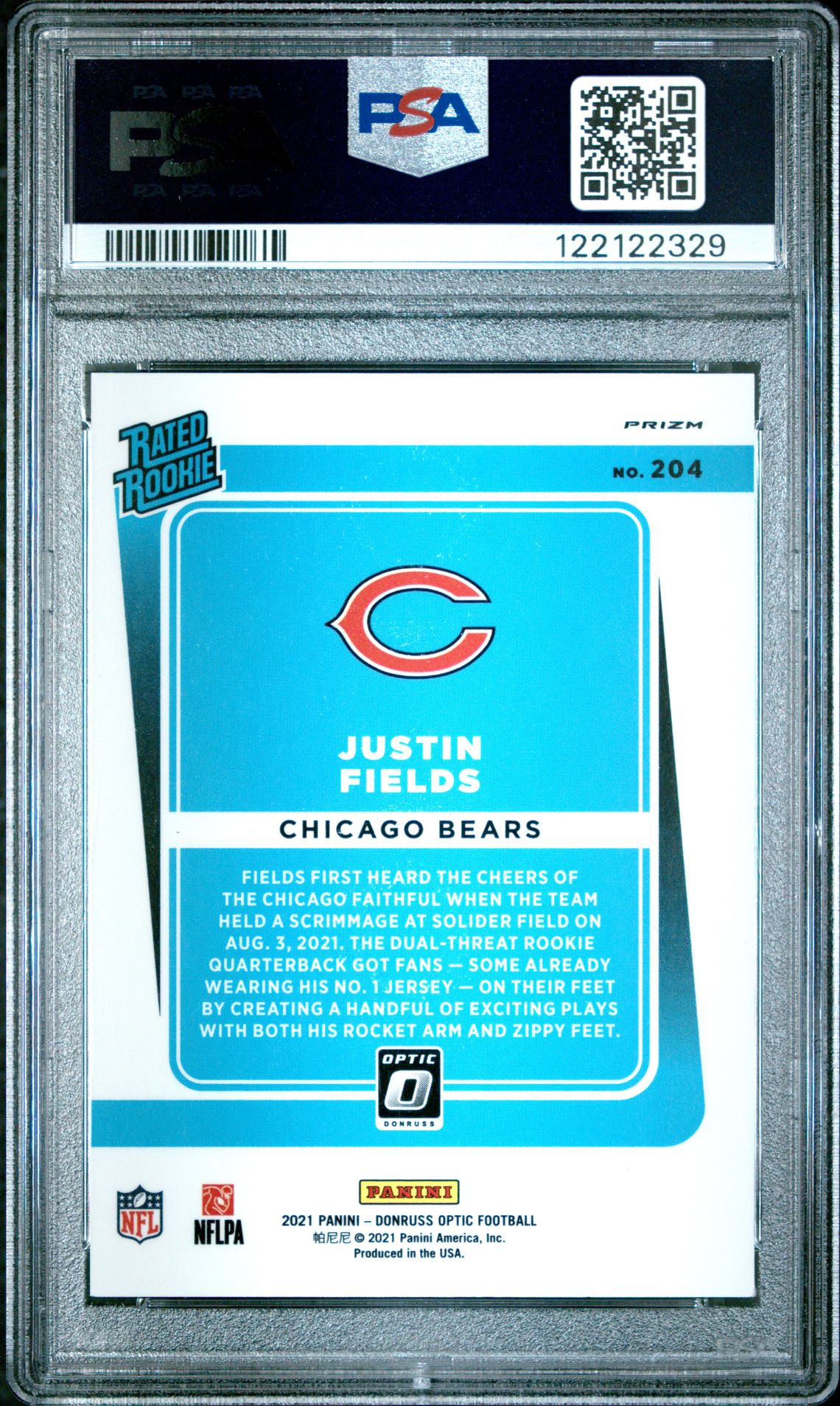 2021 Panini Donruss Optic Justin Fields #204 (Holo Variation) Gem Mt 10 back