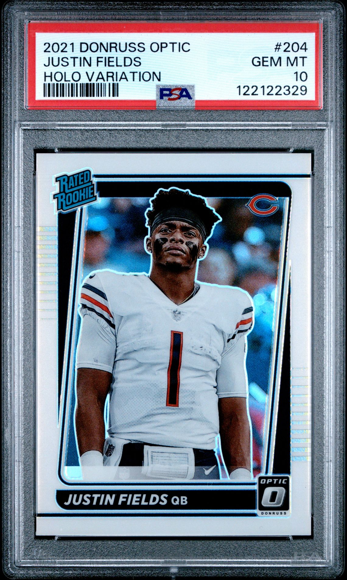 2021 Panini Donruss Optic Justin Fields #204 (Holo Variation) Gem Mt 10 front