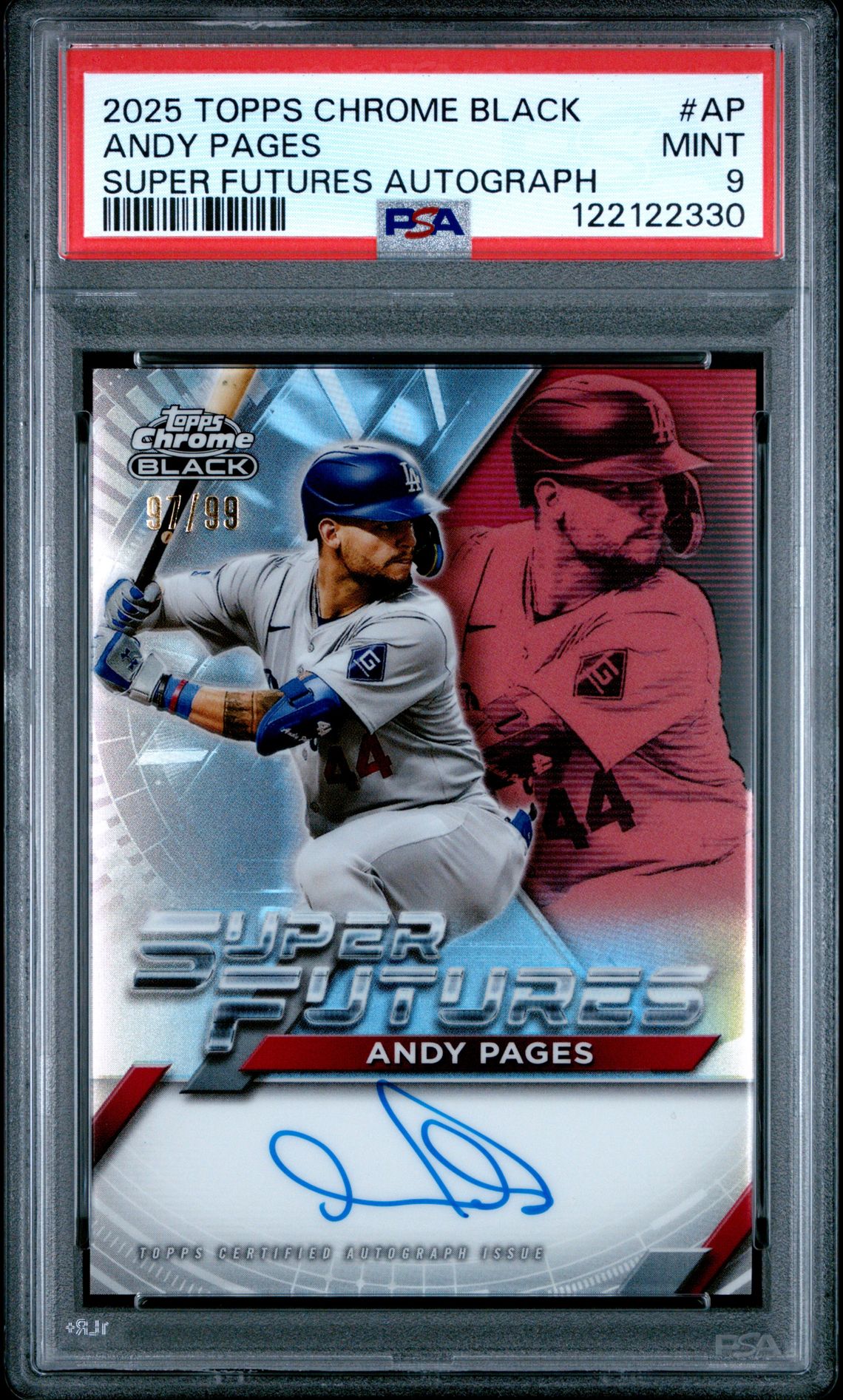 2025 Topps Chrome Black Super Futures Autographs Andy Pages #Ap Mint 9 front