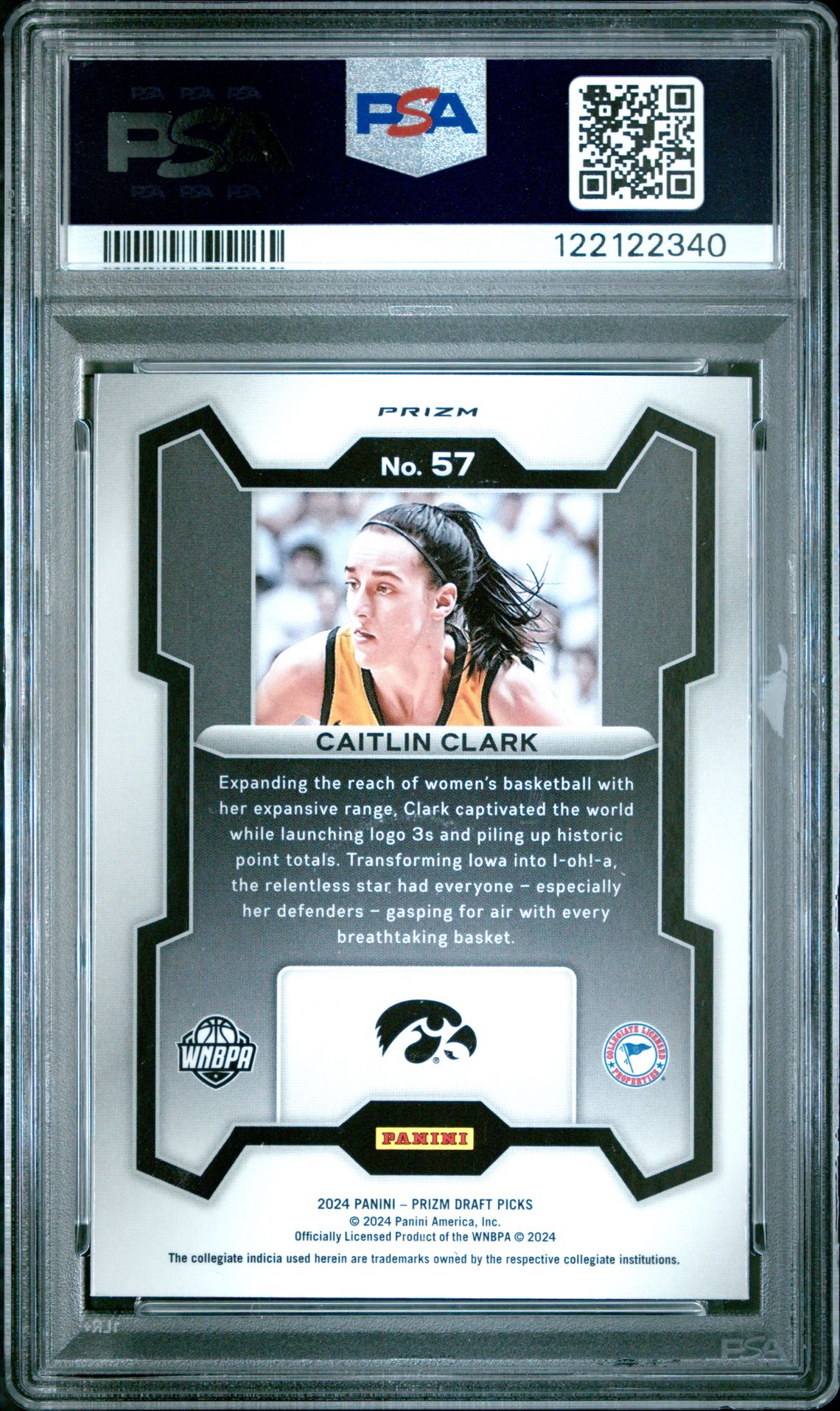2024 Panini Prizm Draft Picks Caitlin Clark #57 (Orange Ice) Gem Mt 10 back