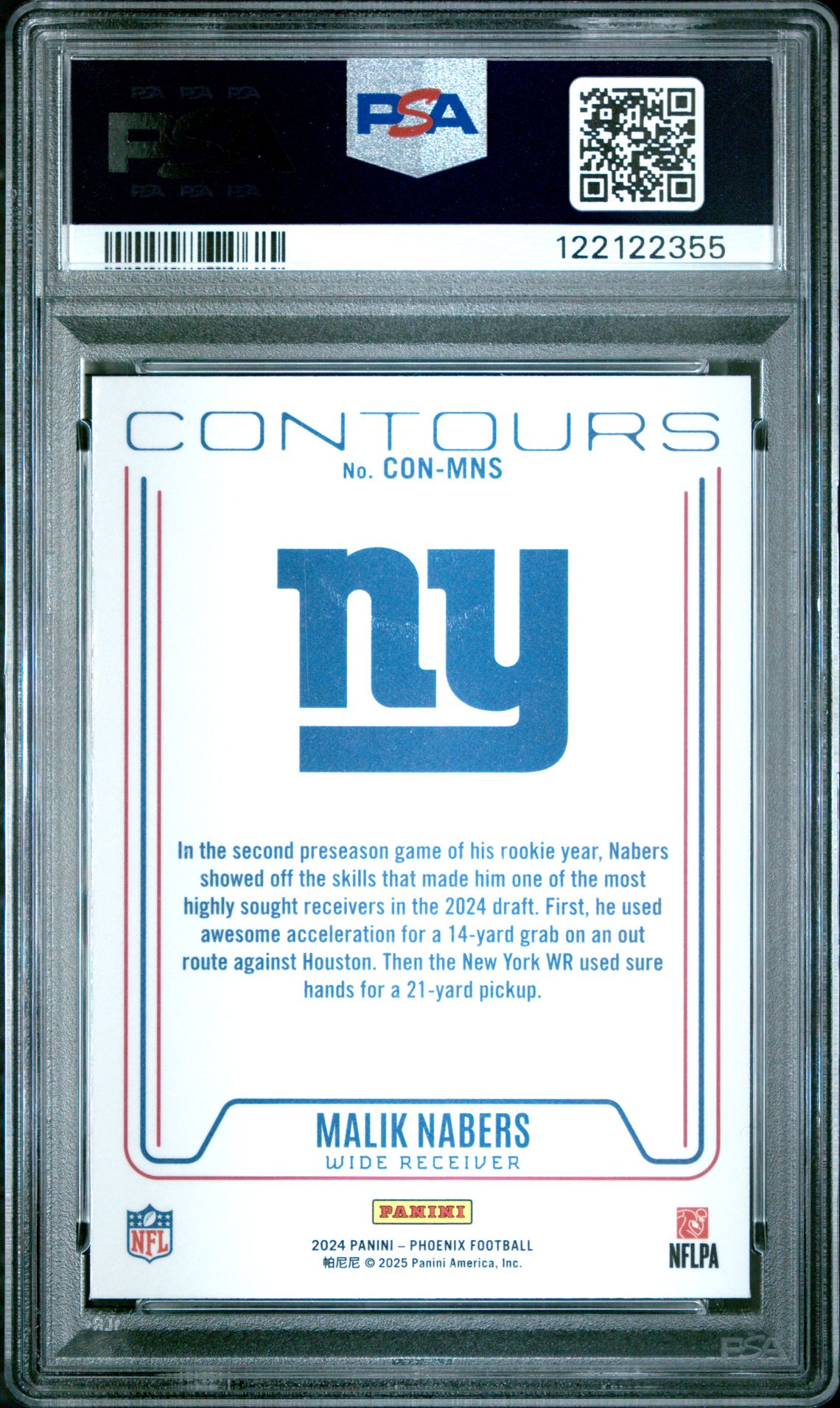 2024 Panini Phoenix Contours Malik Nabers #Conmns (Contours-Purple) Mint 9 back