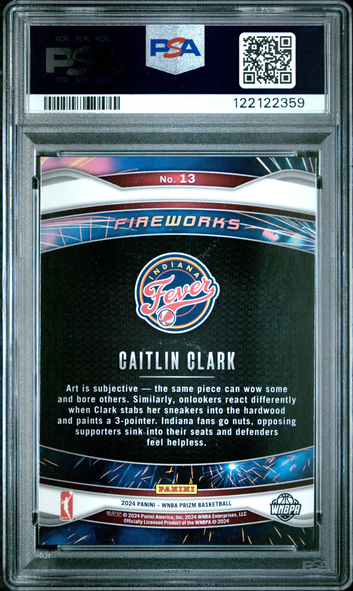 2024 Panini Prizm Wnba Fireworks Caitlin Clark #13 (Fireworks) Mint 9 back