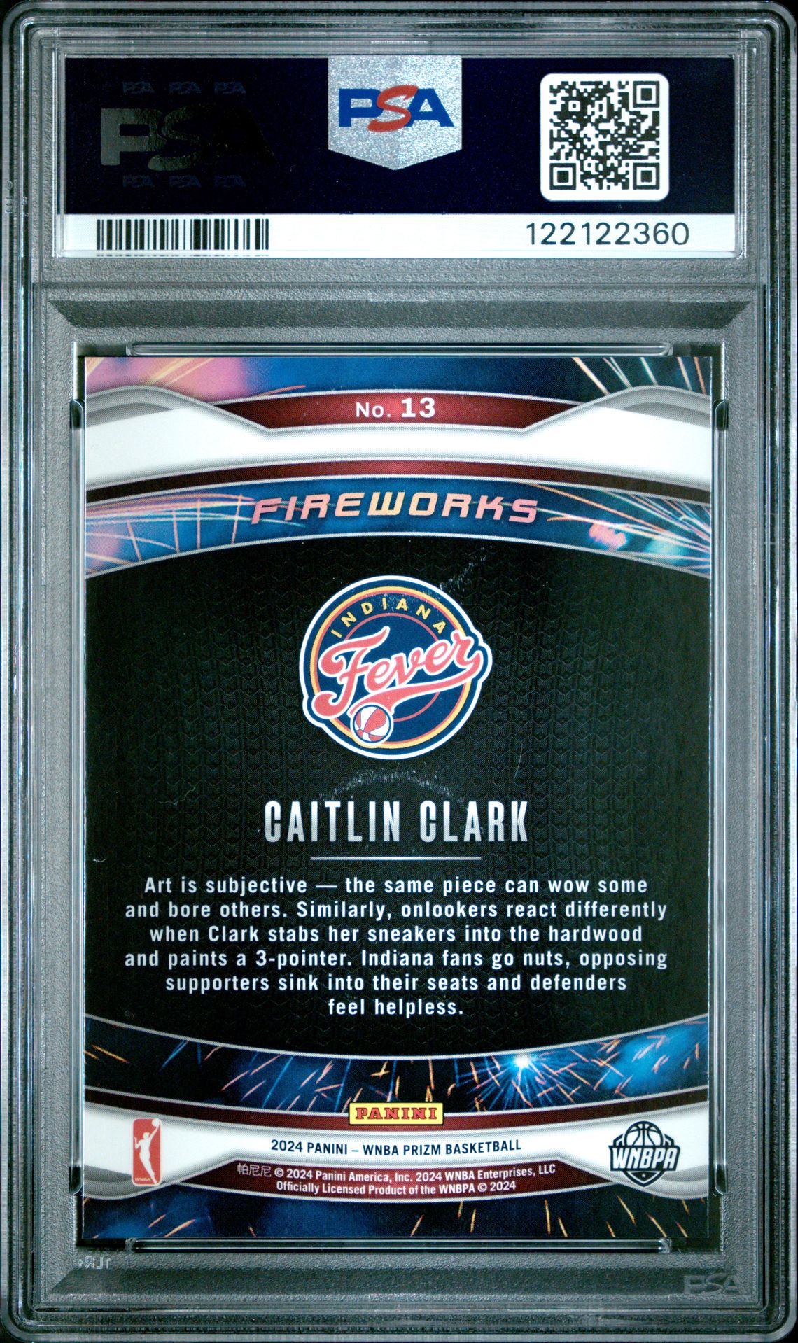 2024 Panini Prizm Wnba Fireworks Caitlin Clark #13 (Fireworks) Mint 9 back