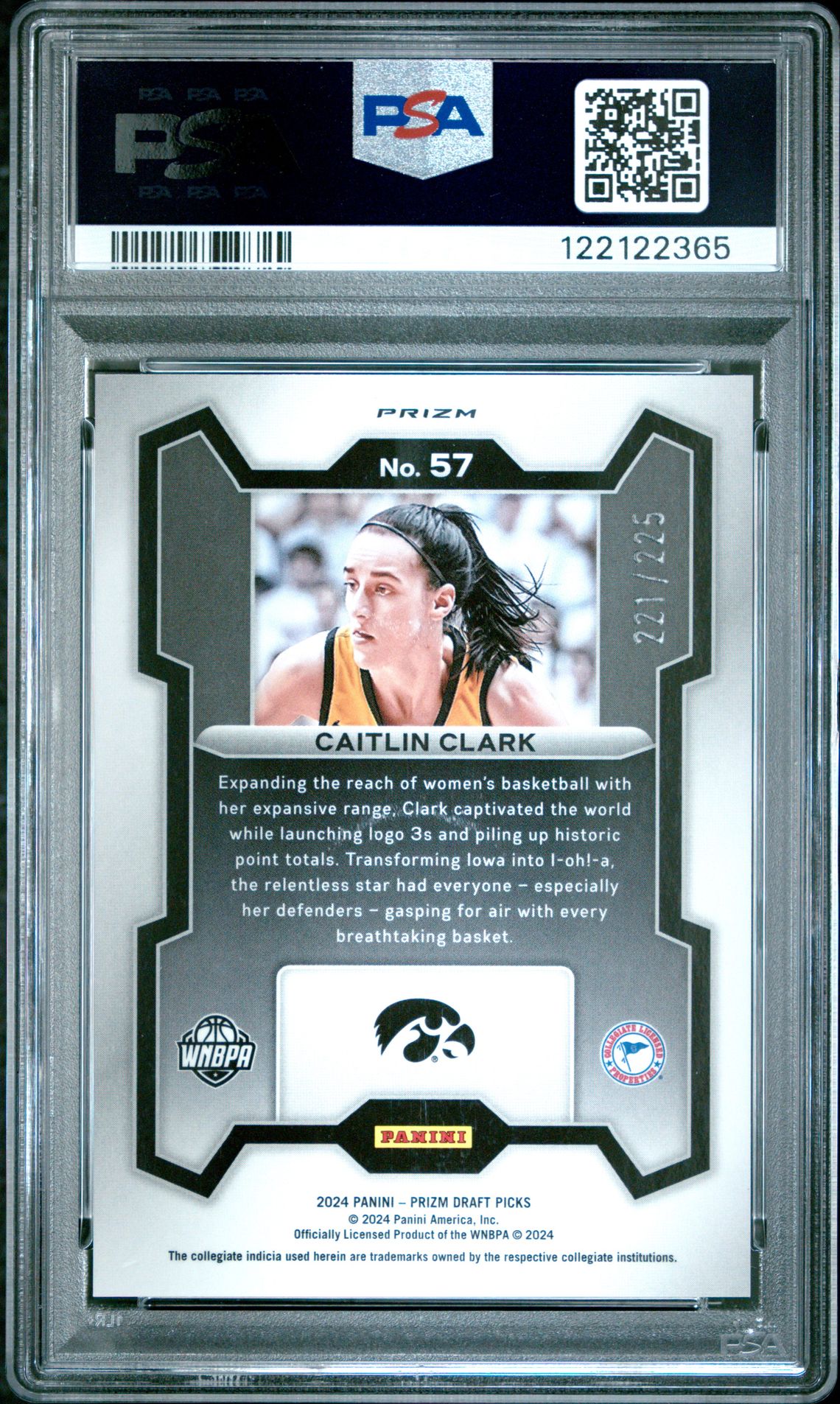 2024 Panini Prizm Draft Picks Caitlin Clark #57 (Red Seismic) Gem Mt 10 back