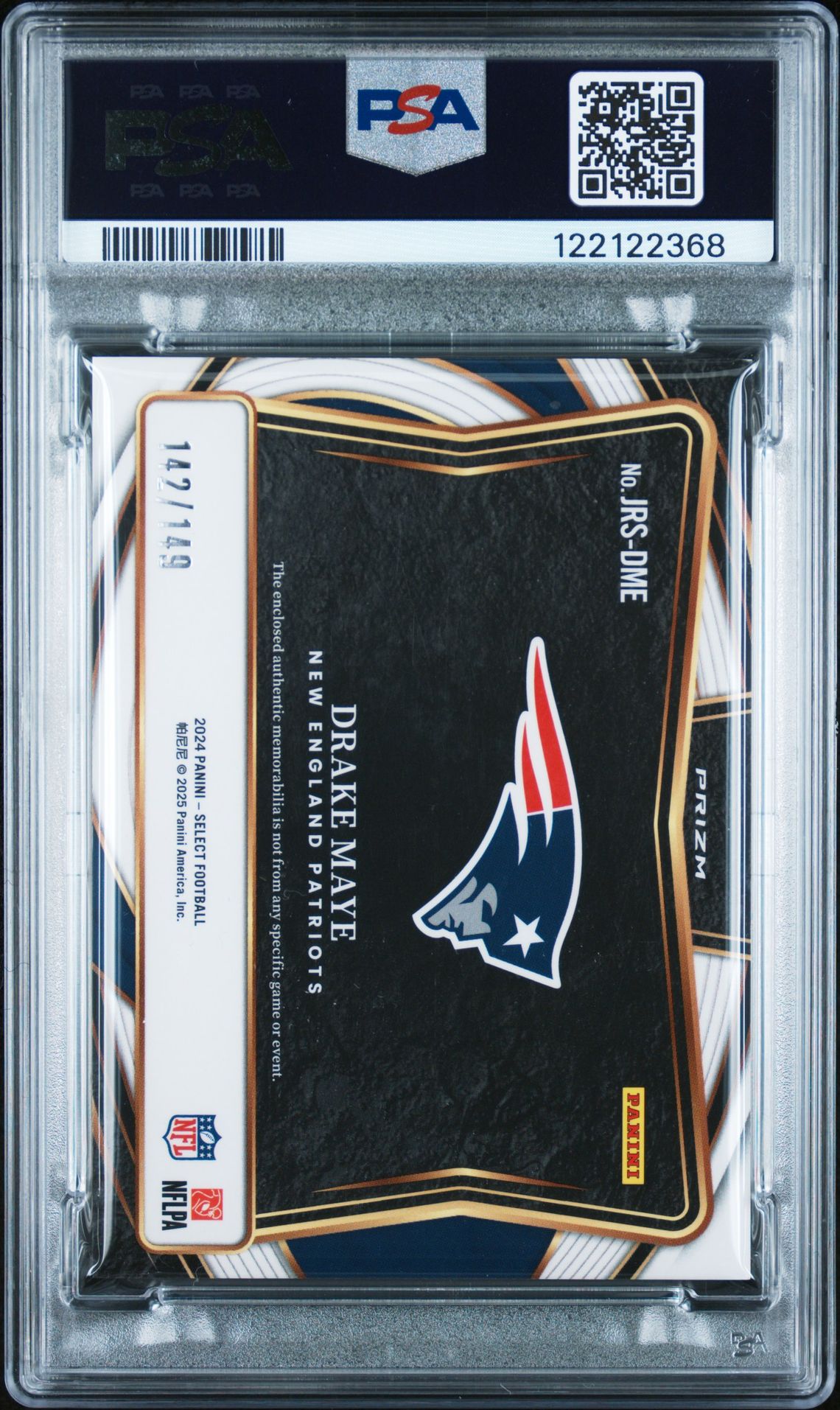 2024 Panini Select Jumbo Rookie Swatch Drake Maye #Jrsdme Mint 9 back