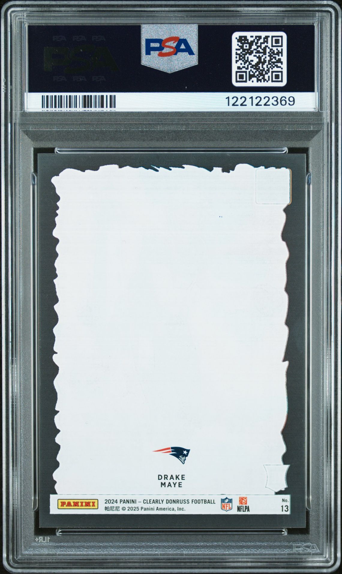 2024 Panini Clearly Donruss Downtown Drake Maye #13 Mint 9 back