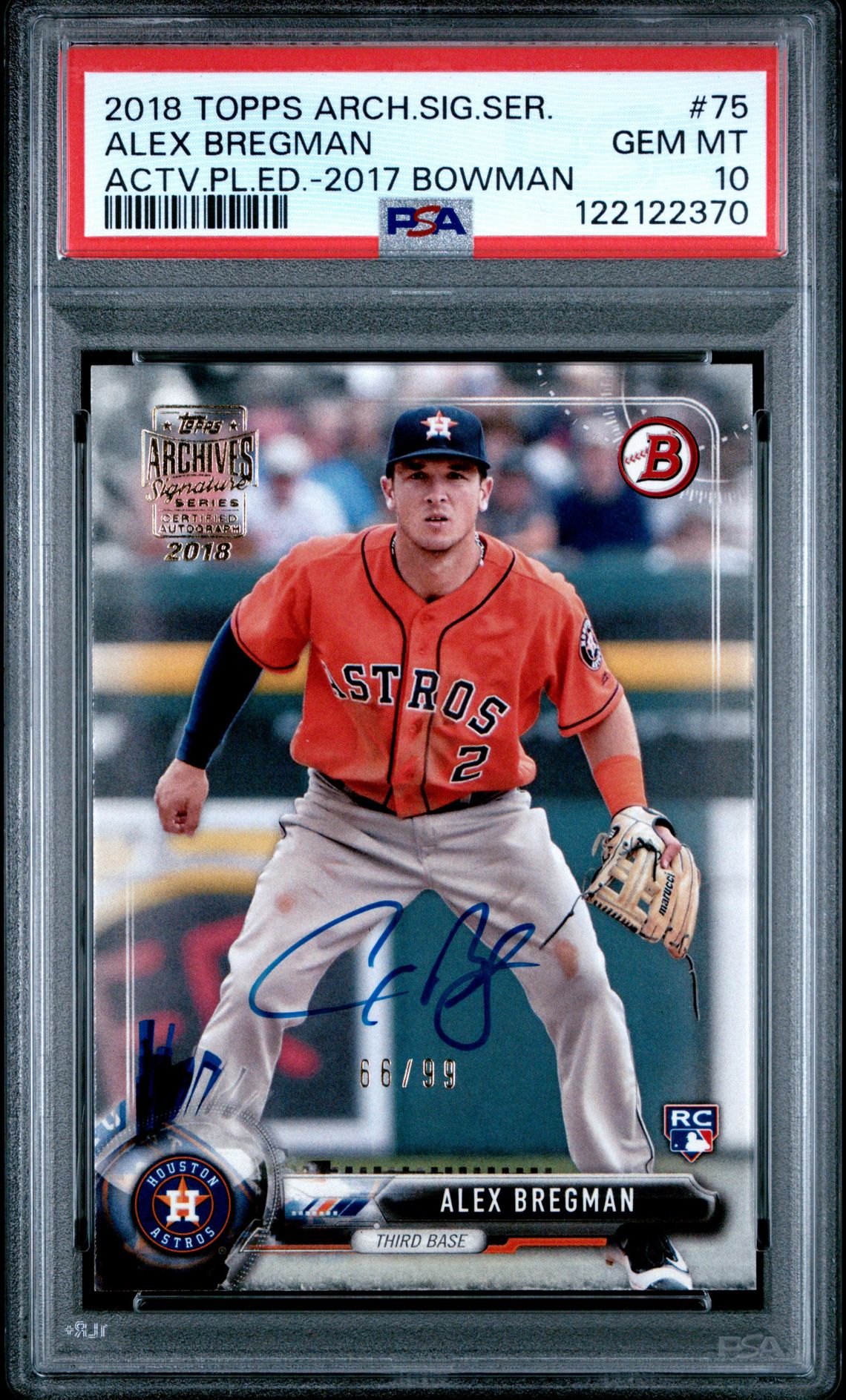 2018 Topps Archives Signature Series Active Players Edition Alex Bregman #75 (Actv.pl.ed.-2017 Bowman) Gem Mt 10 front