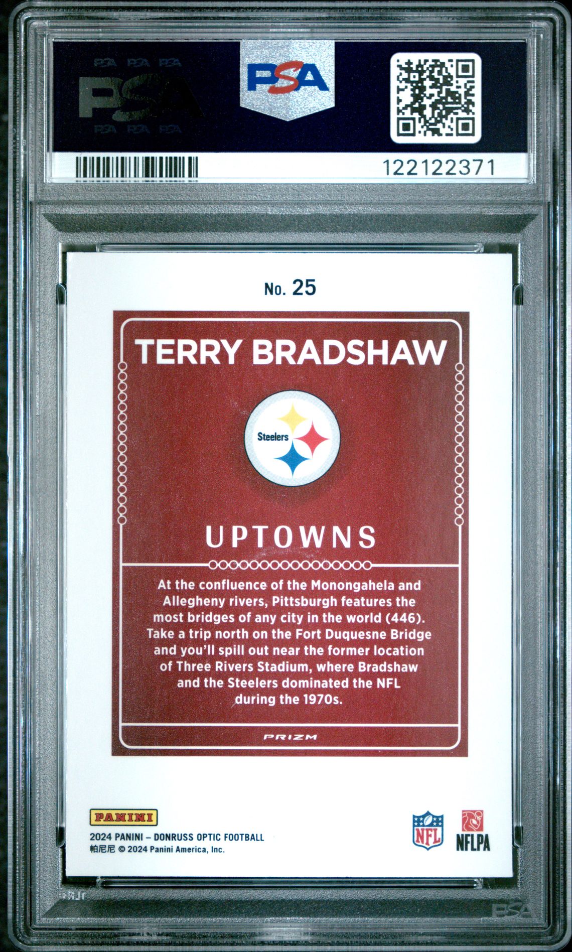 2024 Panini Donruss Optic Uptowns Terry Bradshaw #25 Gem Mt 10 back