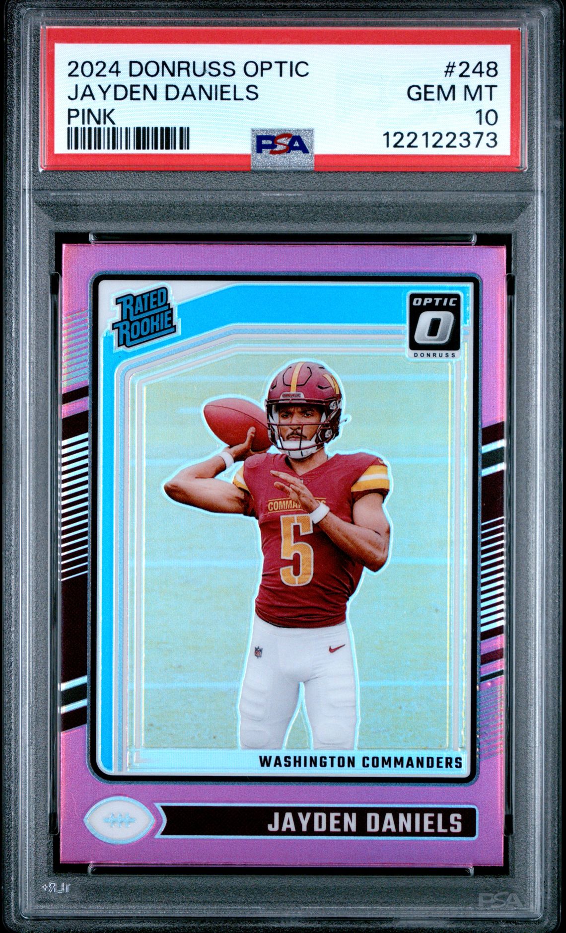 2024 Panini Donruss Optic Jayden Daniels #248 (Pink) Gem Mt 10 front