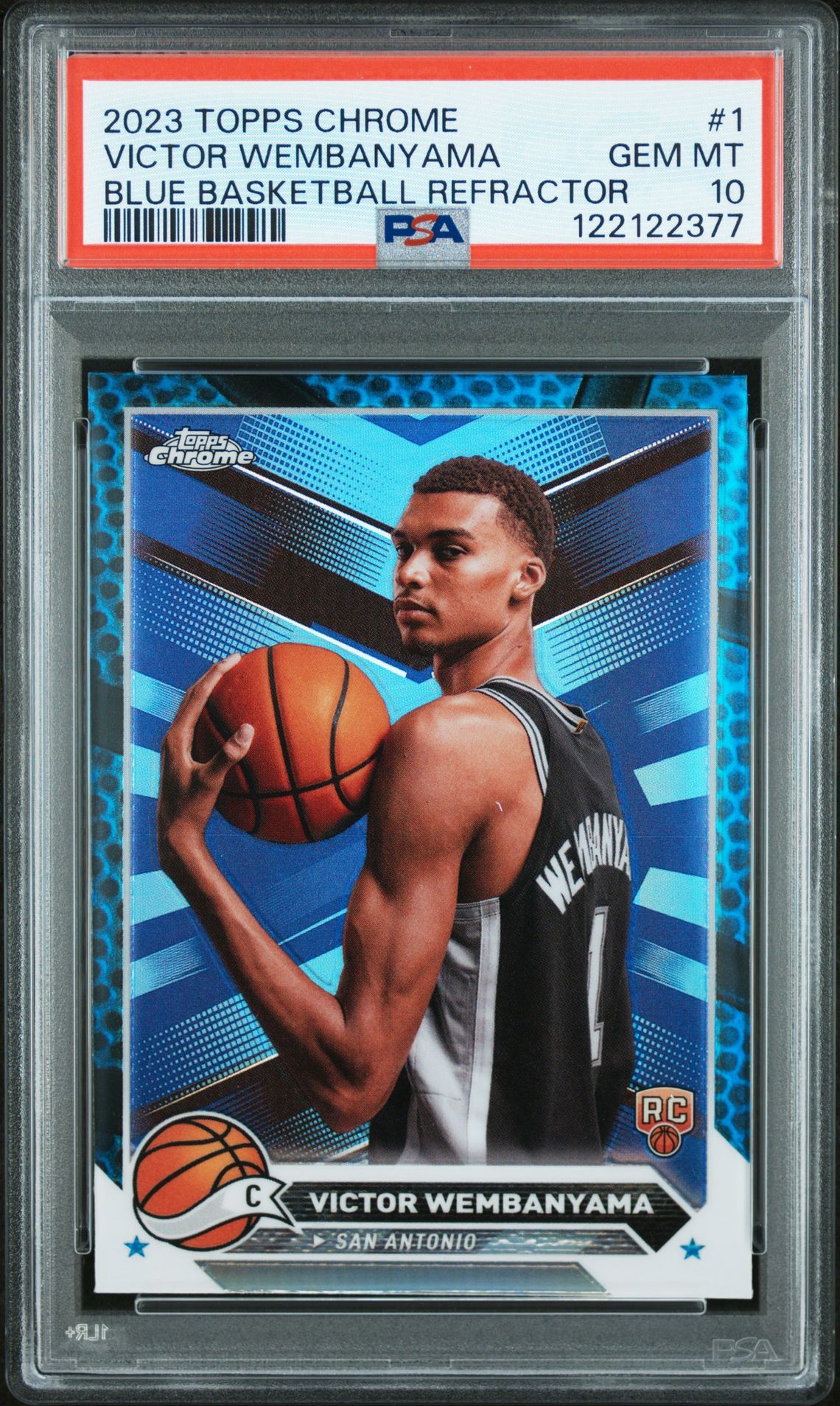 2023 Topps Chrome Victor Wembanyama #1 (Blue Basketball Refractor) Gem Mt 10 front