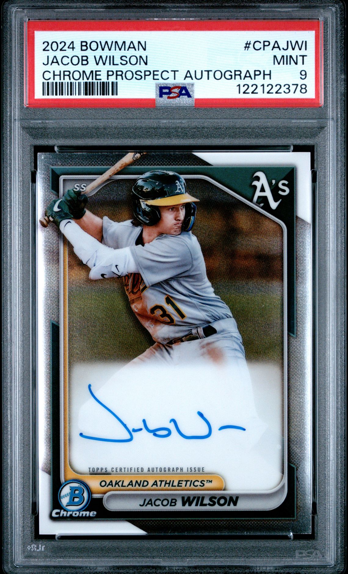 2024 Bowman Chrome Prospect Autographs Jacob Wilson #Cpajwi Mint 9 front
