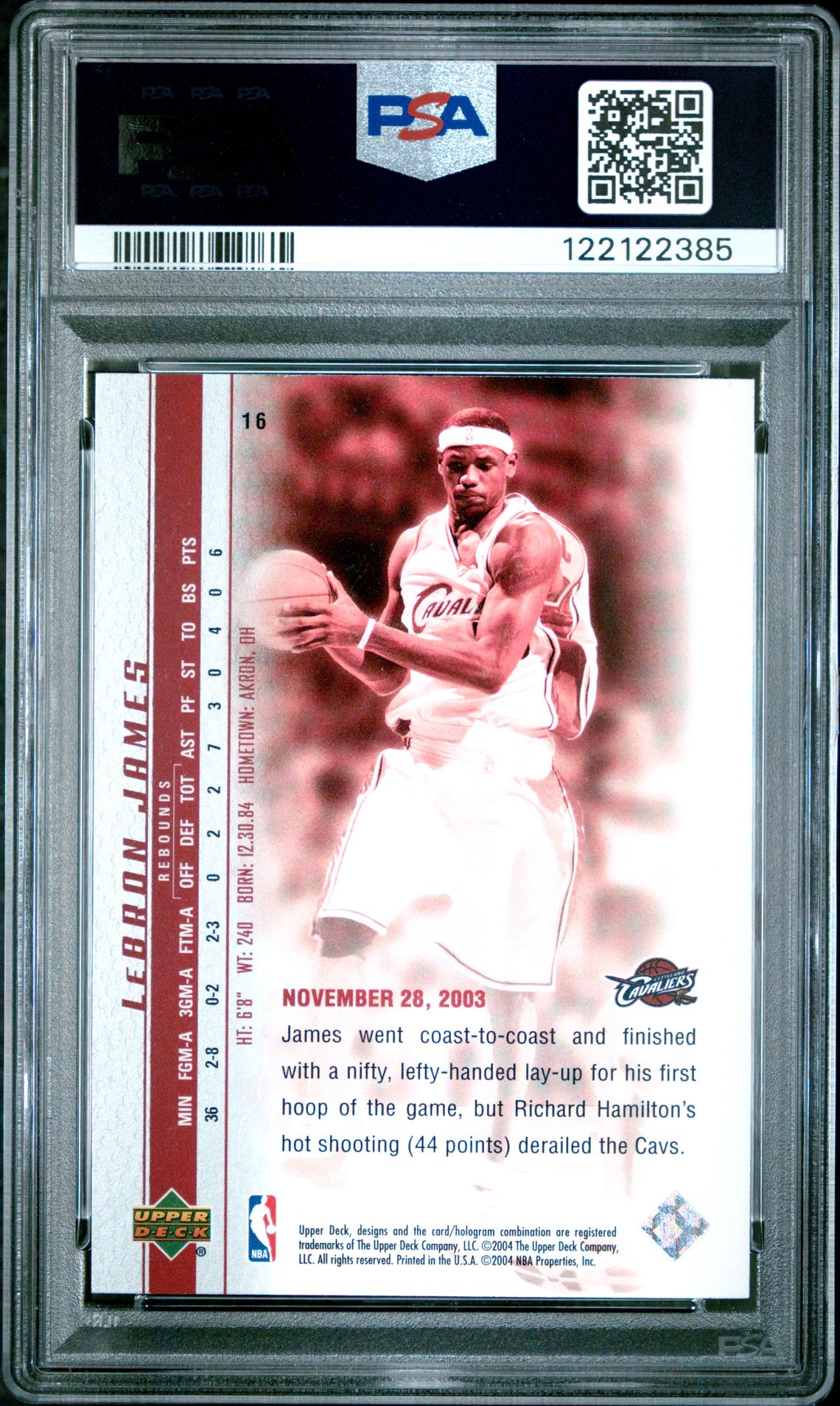 2003 Upper Deck Lebron James Phenomenal Beginnings Lebron James #16 (Phenomenal Beginning) Mint 9 back